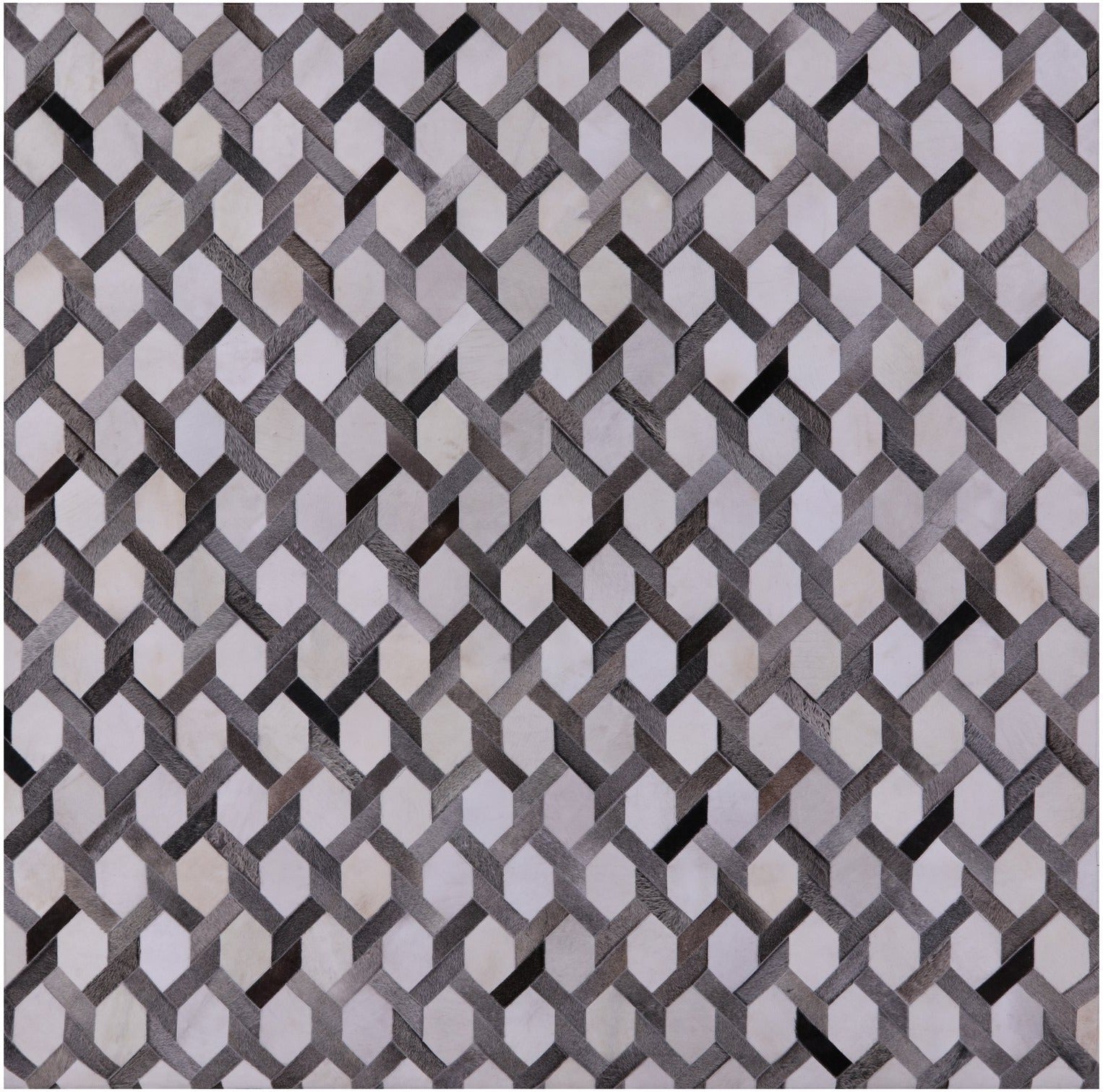 Square Natural Cowhide Hand Stitched Patchwork Rug - 9' 0" X 9' 0" - Golden Nile