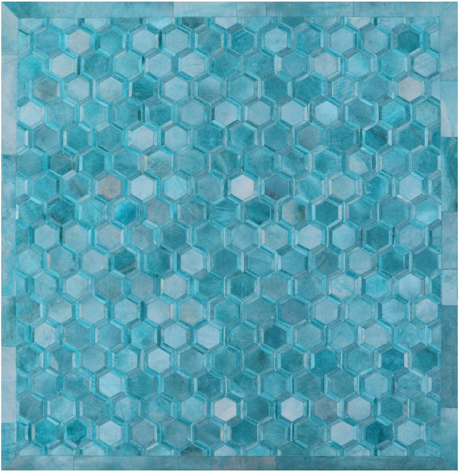 Square Natural Cowhide Hand Stitched Patchwork Rug - 9' 0" X 9' 0" - Golden Nile