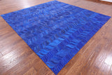 Blue Square Natural Cowhide Hand Stitched Patchwork Rug - 10' 0" X 10' 0" - Golden Nile