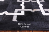 Black Square Natural Cowhide Hand Stitched Patchwork Rug - 7' 0" X 7' 0" - Golden Nile