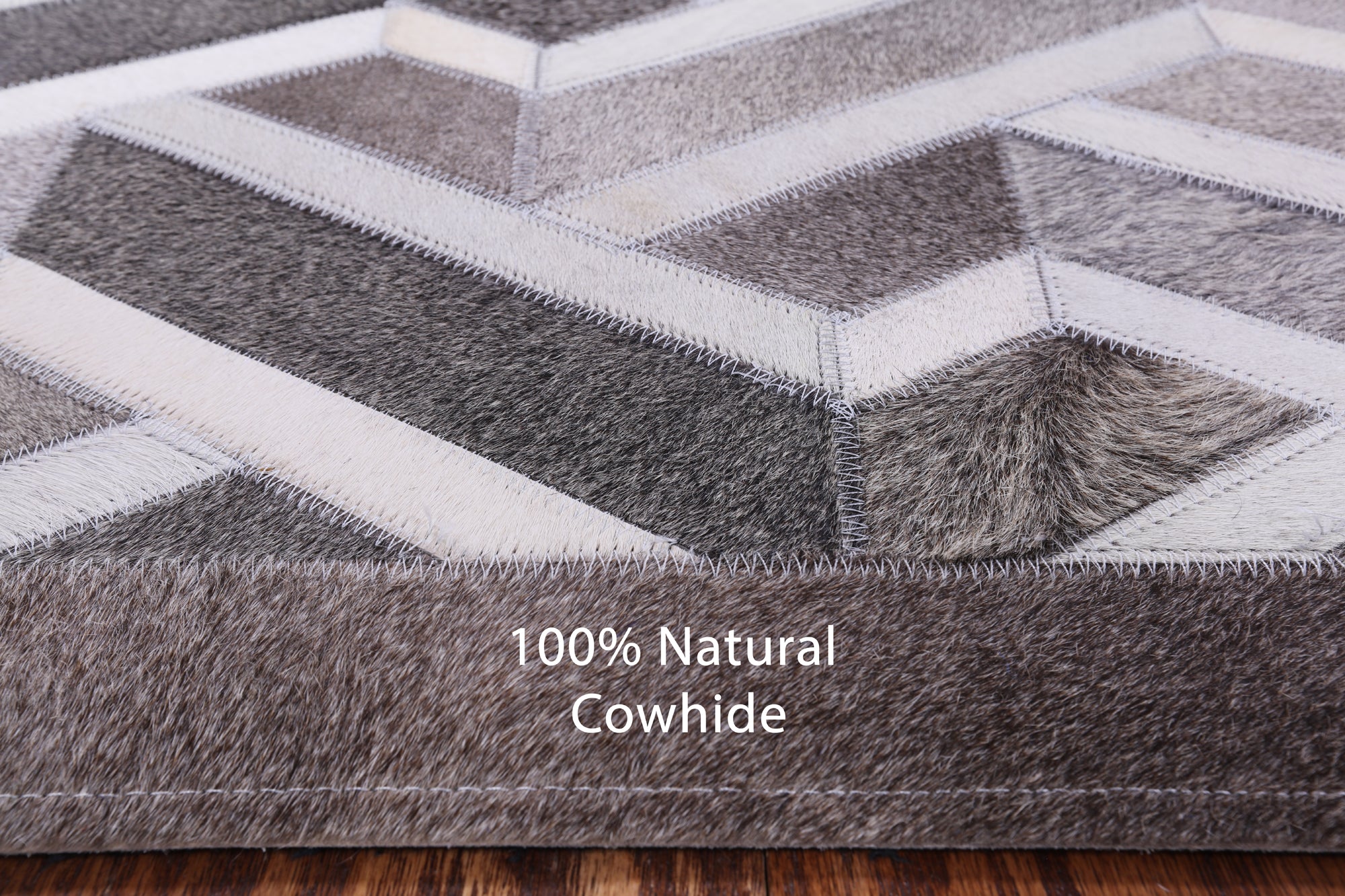 Square Natural Cowhide Hand Stitched Patchwork Rug - 7' 0" X 7' 0" - Golden Nile