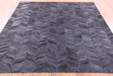 Black Square Natural Cowhide Hand Stitched Patchwork Rug - 7' 0" X 7' 0" - Golden Nile