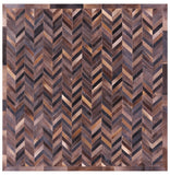 Brown Square Natural Cowhide Hand Stitched Patchwork Rug - 8' 0" X 8' 0" - Golden Nile