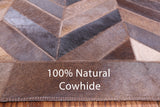 Brown Square Natural Cowhide Hand Stitched Patchwork Rug - 8' 0" X 8' 0" - Golden Nile