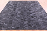 Black Square Natural Cowhide Hand Stitched Patchwork Rug - 8' 0" X 8' 0" - Golden Nile