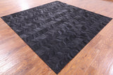 Black Square Natural Cowhide Hand Stitched Patchwork Rug - 8' 0" X 8' 0" - Golden Nile