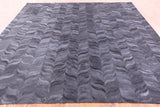 Black Square Natural Cowhide Hand Stitched Patchwork Rug - 9' 0" X 9' 0" - Golden Nile