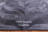 Black Square Natural Cowhide Hand Stitched Patchwork Rug - 9' 0" X 9' 0" - Golden Nile
