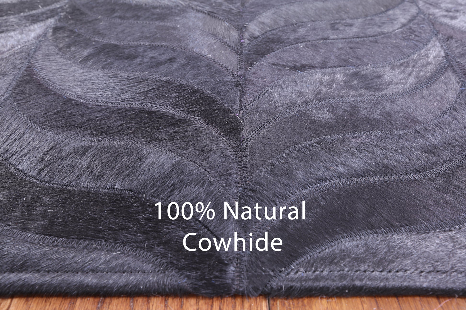 Black Square Natural Cowhide Hand Stitched Patchwork Rug - 9' 0" X 9' 0" - Golden Nile