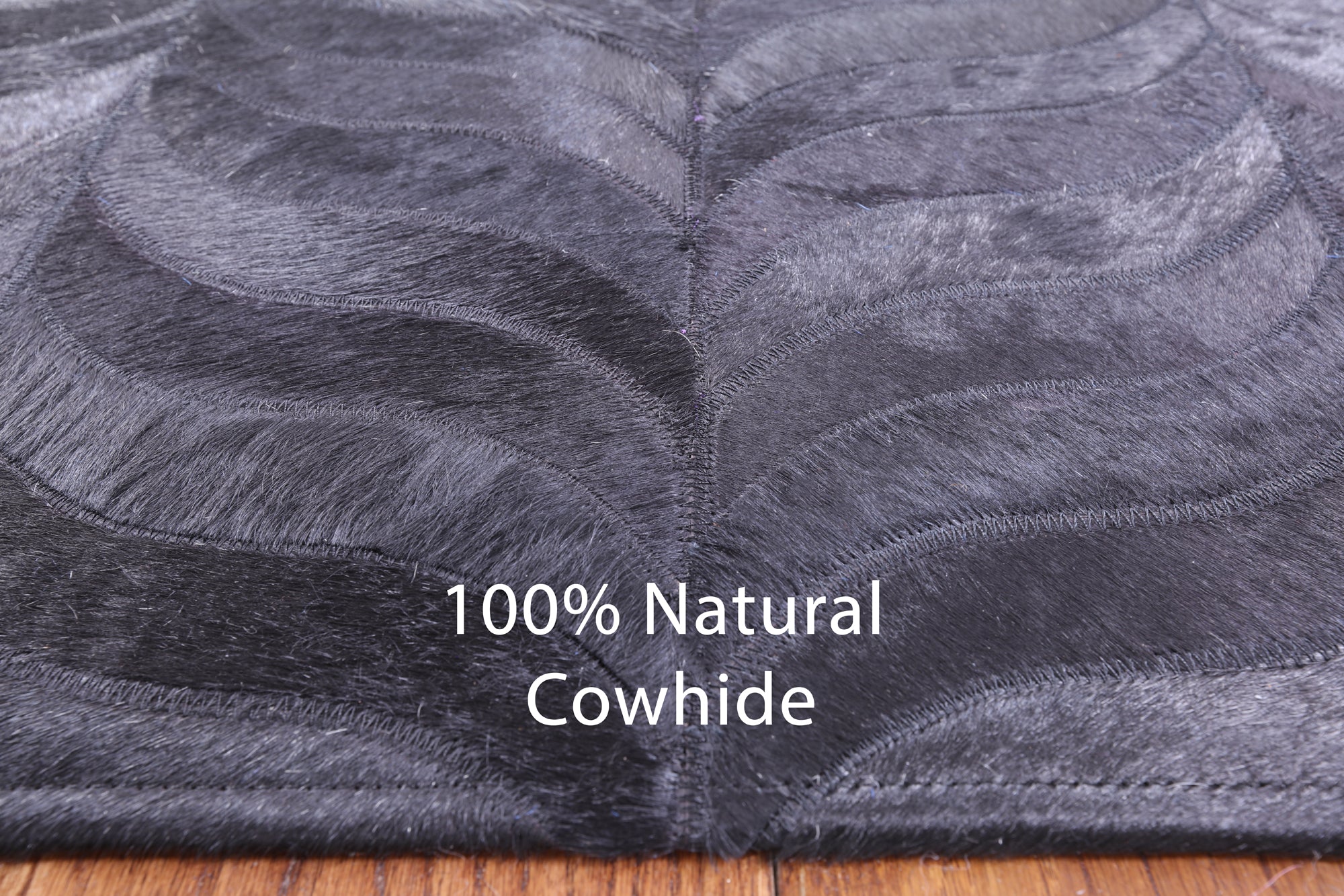 Black Square Natural Cowhide Hand Stitched Patchwork Rug - 9' 0" X 9' 0" - Golden Nile