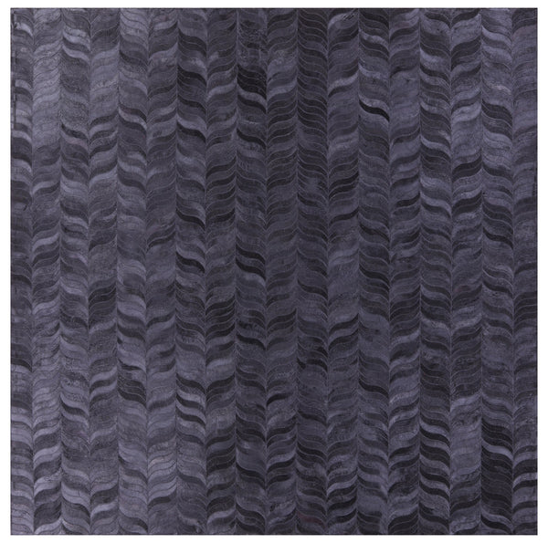 Black Square Natural Cowhide Hand Stitched Patchwork Rug - 9' 0" X 9' 0" - Golden Nile