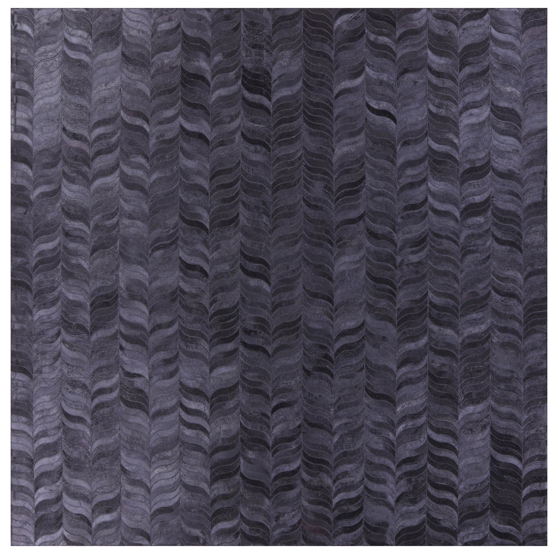 Black Square Natural Cowhide Hand Stitched Patchwork Rug - 9' 0" X 9' 0" - Golden Nile