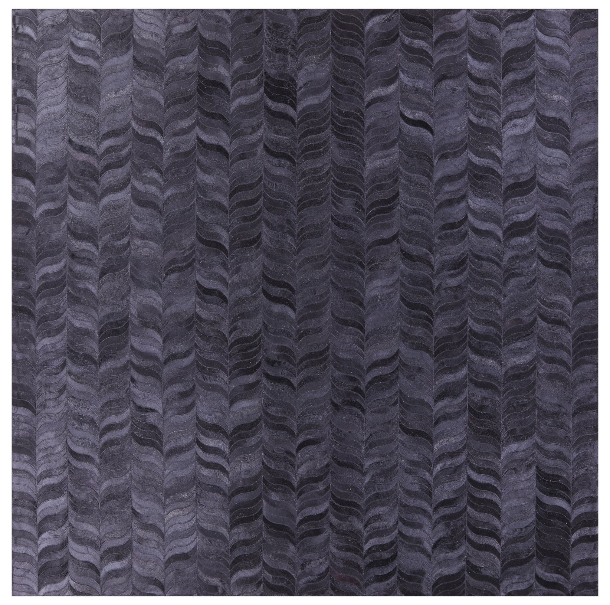 Black Square Natural Cowhide Hand Stitched Patchwork Rug - 9' 0" X 9' 0" - Golden Nile