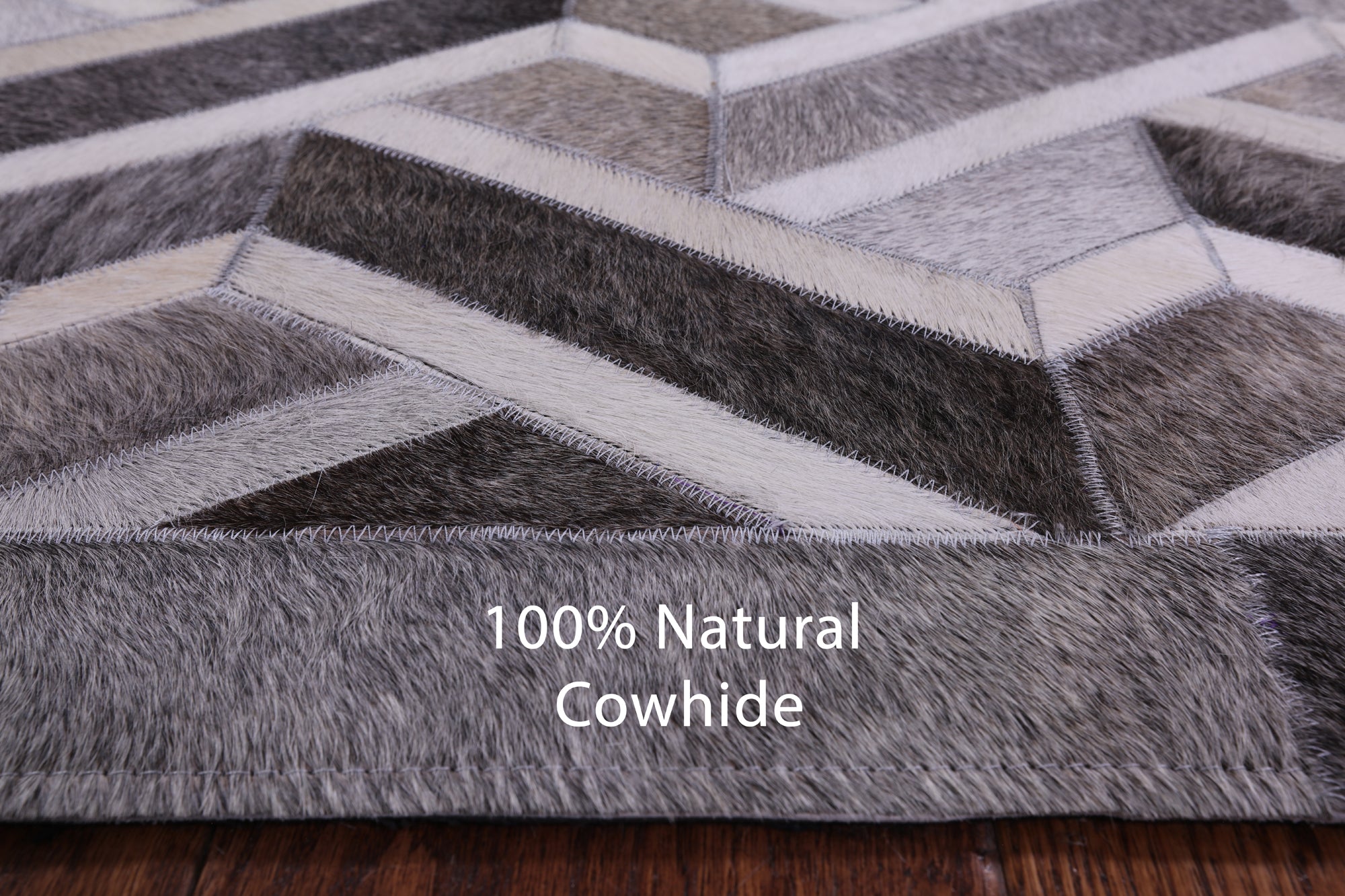 Natural Cowhide Hand Stitched Patchwork Rug - 6' 0" X 9' 0" - Golden Nile