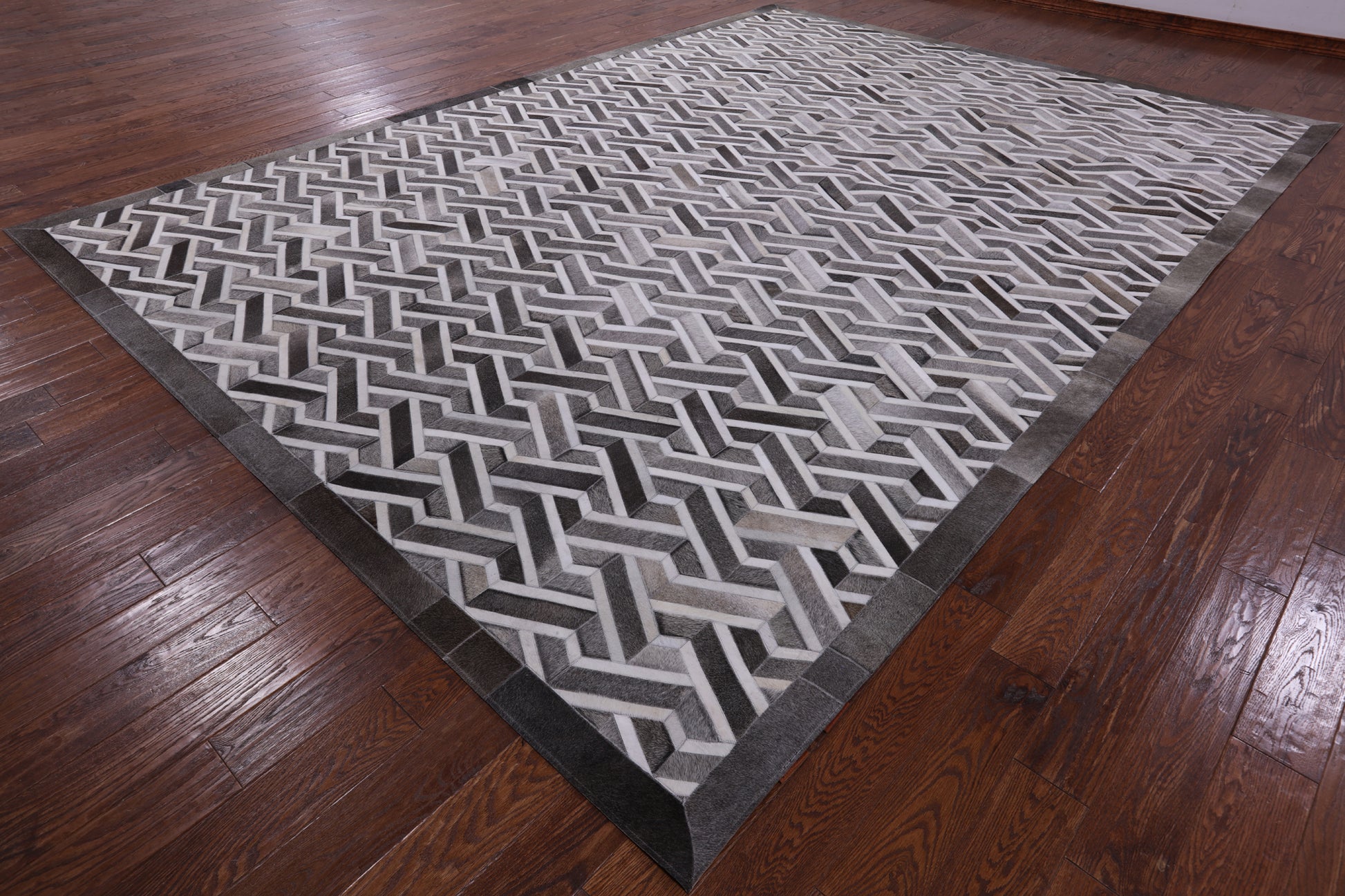 Natural Cowhide Hand Stitched Patchwork Rug - 10' 0" X 14' 0" - Golden Nile