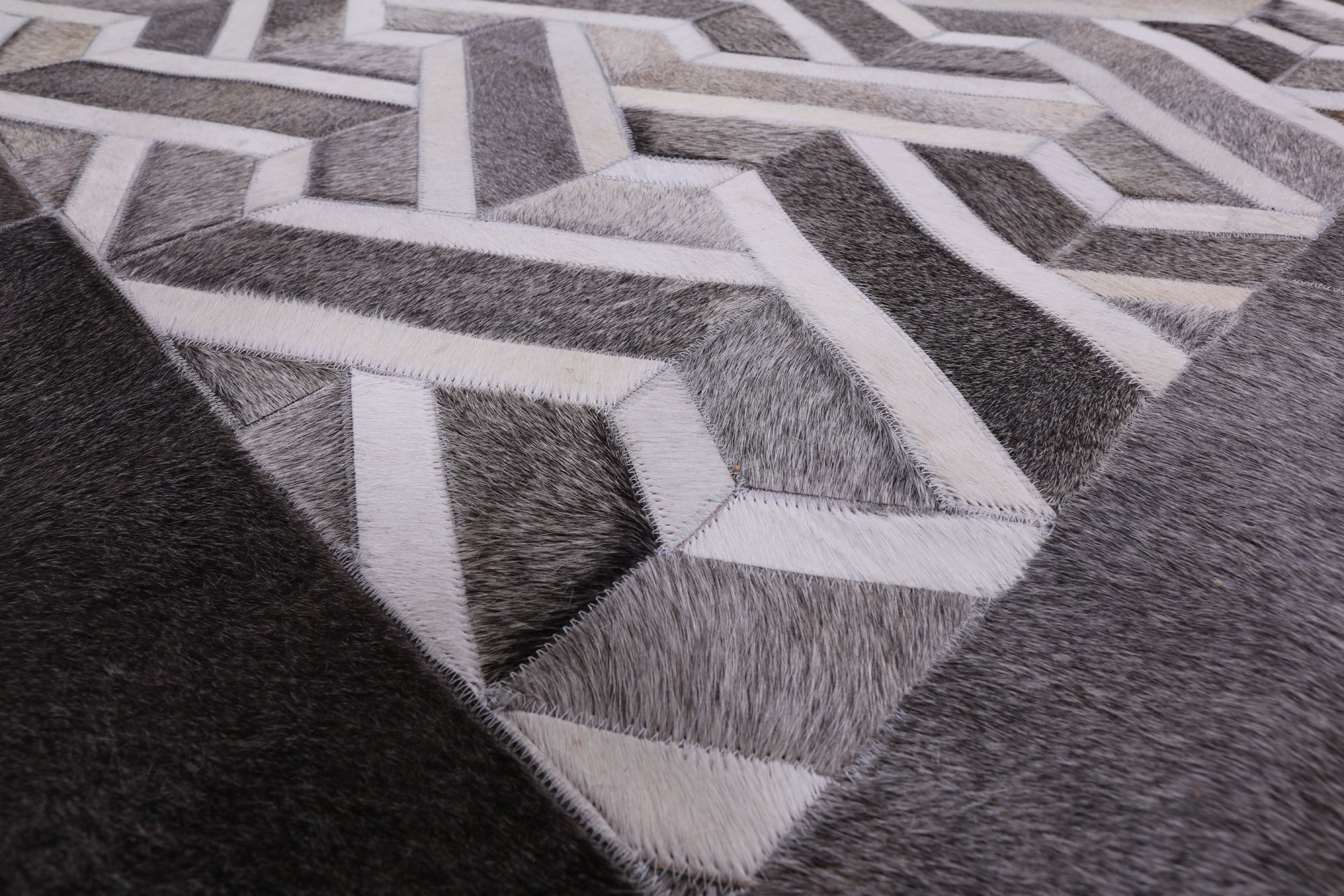 Natural Cowhide Hand Stitched Patchwork Rug - 10' 0" X 14' 0" - Golden Nile