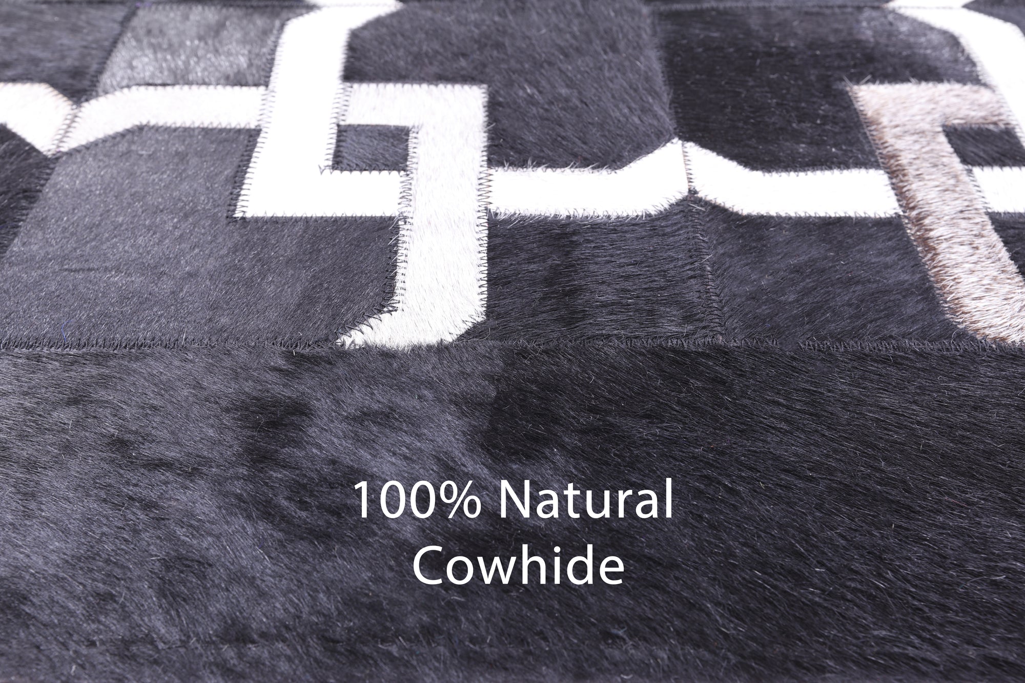 Black Natural Cowhide Hand Stitched Patchwork Rug - 10' 0" X 14' 0" - Golden Nile
