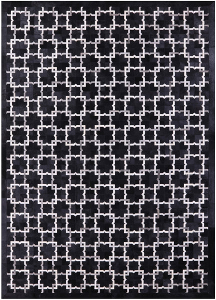 Black Natural Cowhide Hand Stitched Patchwork Rug - 10' 0" X 14' 0" - Golden Nile