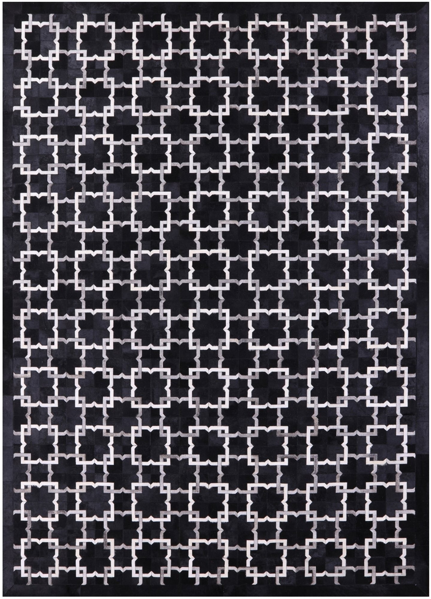 Black Natural Cowhide Hand Stitched Patchwork Rug - 10' 0" X 14' 0" - Golden Nile