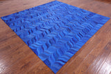 Blue Square Natural Cowhide Hand Stitched Patchwork Rug - 8' 0" X 8' 0" - Golden Nile