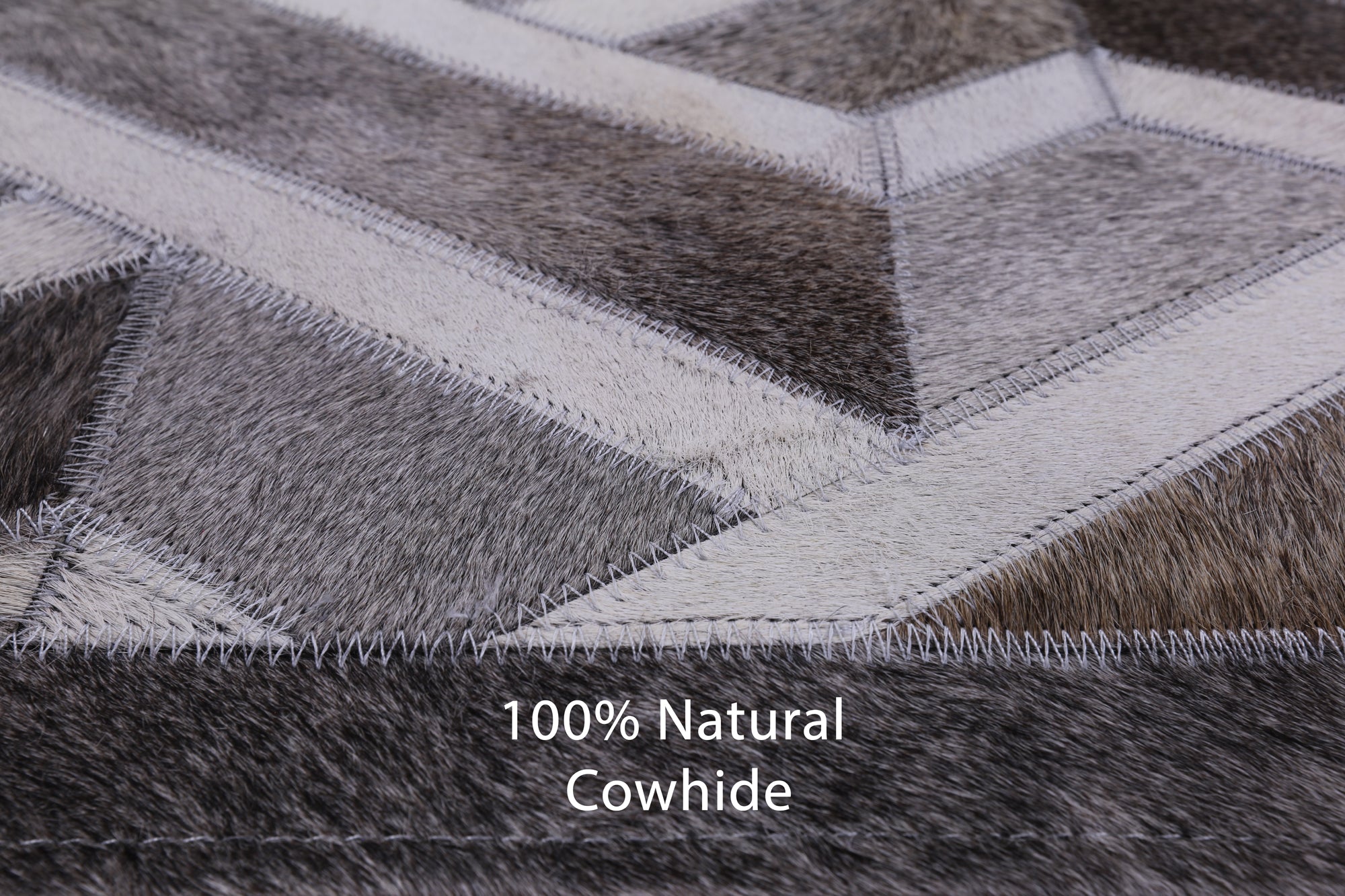 Natural Cowhide Hand Stitched Patchwork Rug - 5' 0" X 7' 0" - Golden Nile