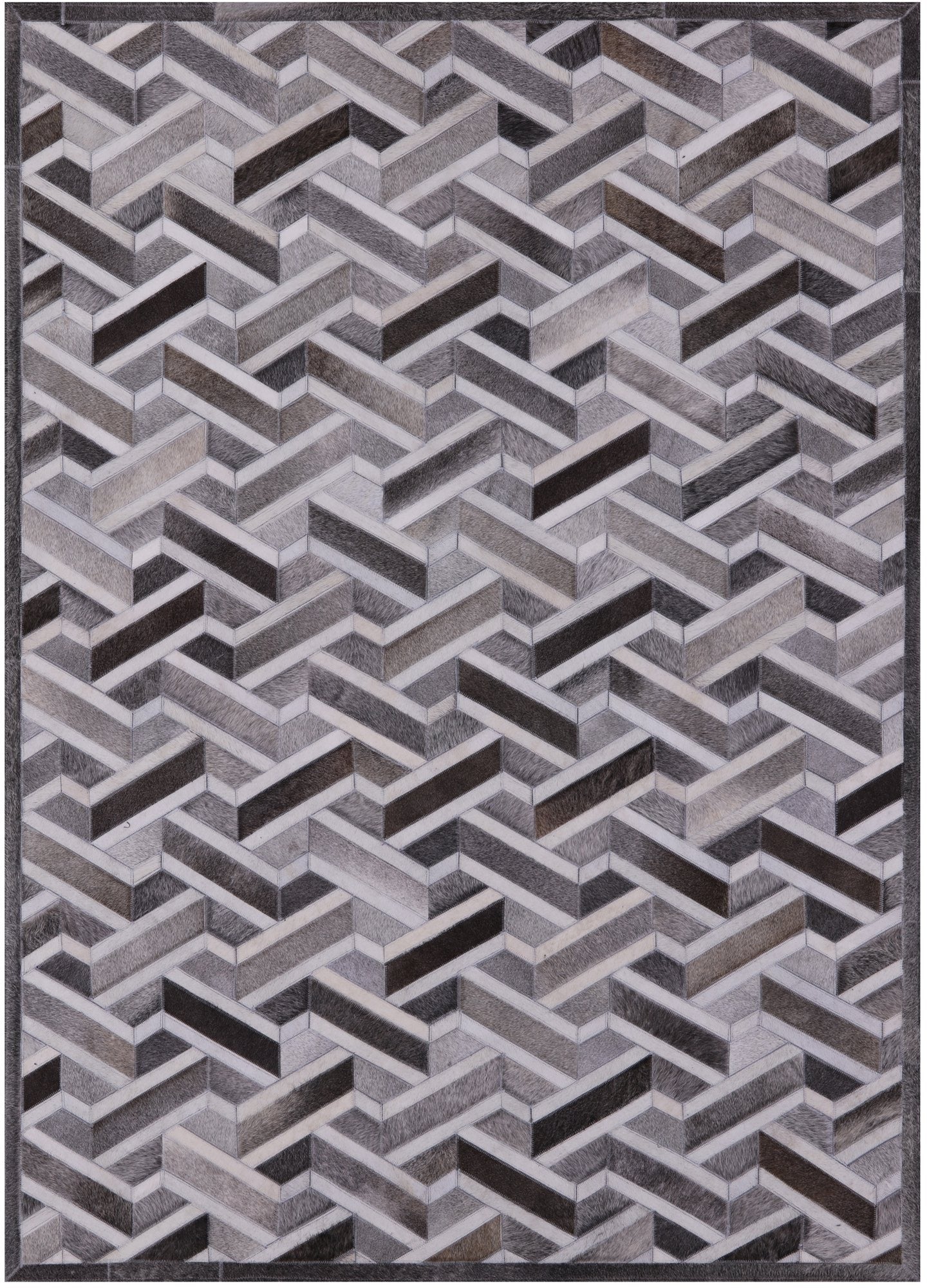 Natural Cowhide Hand Stitched Patchwork Rug - 5' 0" X 7' 0" - Golden Nile