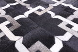 Black Natural Cowhide Hand Stitched Patchwork Runner Rug - 4' 0" X 10' 0" - Golden Nile