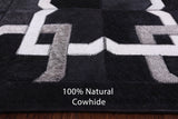 Black Natural Cowhide Hand Stitched Patchwork Runner Rug - 4' 0" X 10' 0" - Golden Nile
