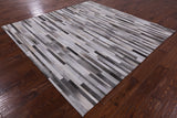 Square Natural Cowhide Hand Stitched Patchwork Rug - 8' 0" X 8' 0" - Golden Nile