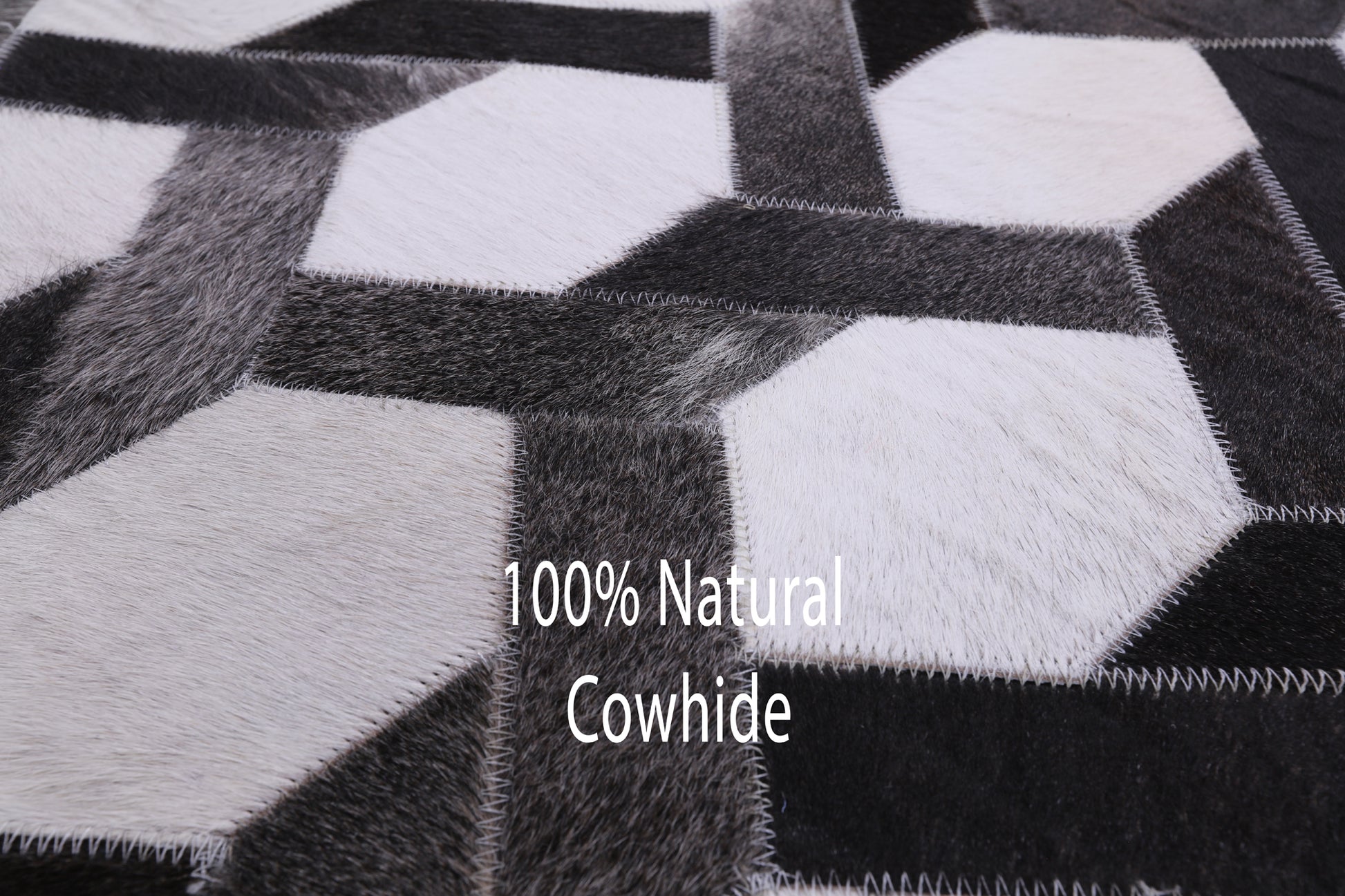 Natural Cowhide Hand Stitched Patchwork Rug - 6' 0" X 9' 0" - Golden Nile