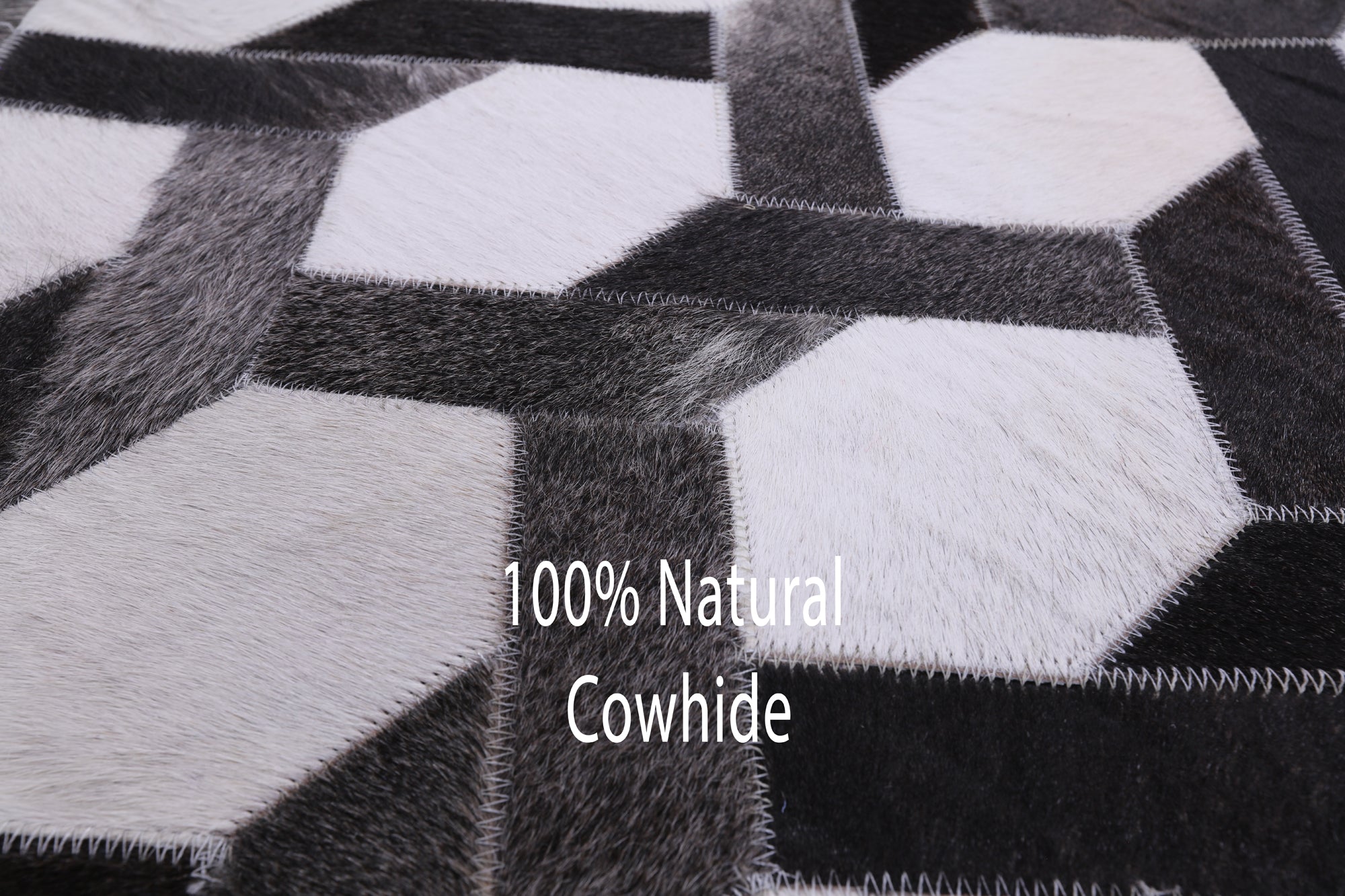 Natural Cowhide Hand Stitched Patchwork Rug - 6' 0" X 9' 0" - Golden Nile