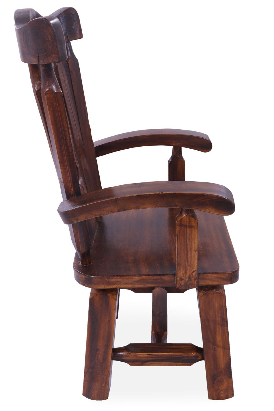 Reclaimed Wood Chair Handcarved Back Sunflower Removable Hair-On Cowhide Pillow - Golden Nile