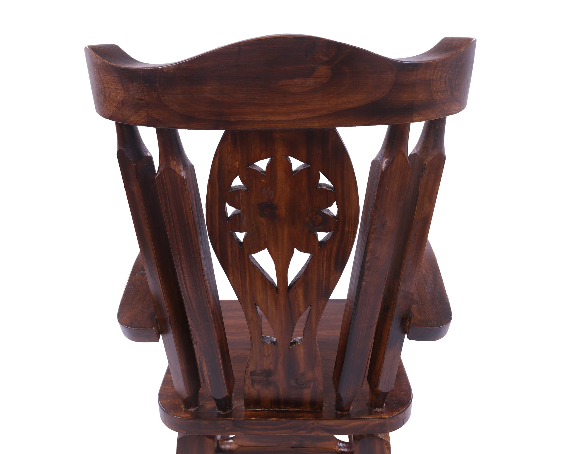 Reclaimed Wood Chair Handcarved Back Sunflower Removable Hair-On Cowhide Pillow - Golden Nile
