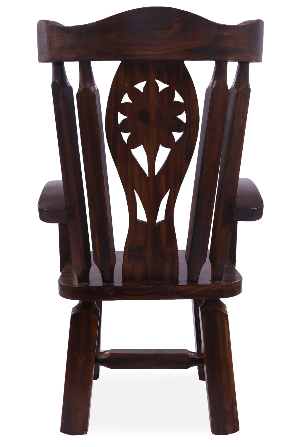 Reclaimed Wood Chair Handcarved Back Sunflower Removable Hair-On Cowhide Pillow - Golden Nile