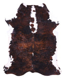 Tricolor Natural Hair-On Cowhide Rug - 7' 5" X 6' 2" - Golden Nile