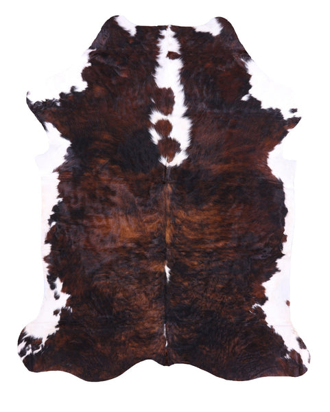Tricolor Natural Hair-On Cowhide Rug - 7' 5" X 6' 2" - Golden Nile