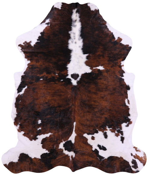 Tricolor Natural Hair-On Cowhide Rug - 7' 5" X 6' 6" - Golden Nile
