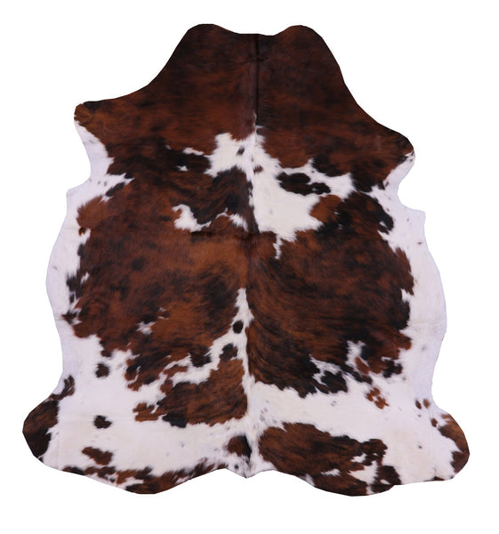 Tricolor Natural Hair-On Cowhide Rug - 6' 7" X 6' 3" - Golden Nile