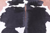 Black & White Natural Hair-On Cowhide Rug - 6' 9" X 6' 0" - Golden Nile