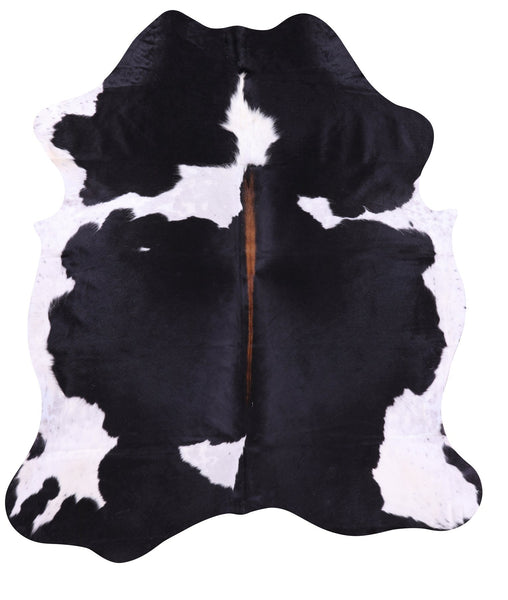 Black & White Natural Hair-On Cowhide Rug - 6' 9" X 6' 0" - Golden Nile