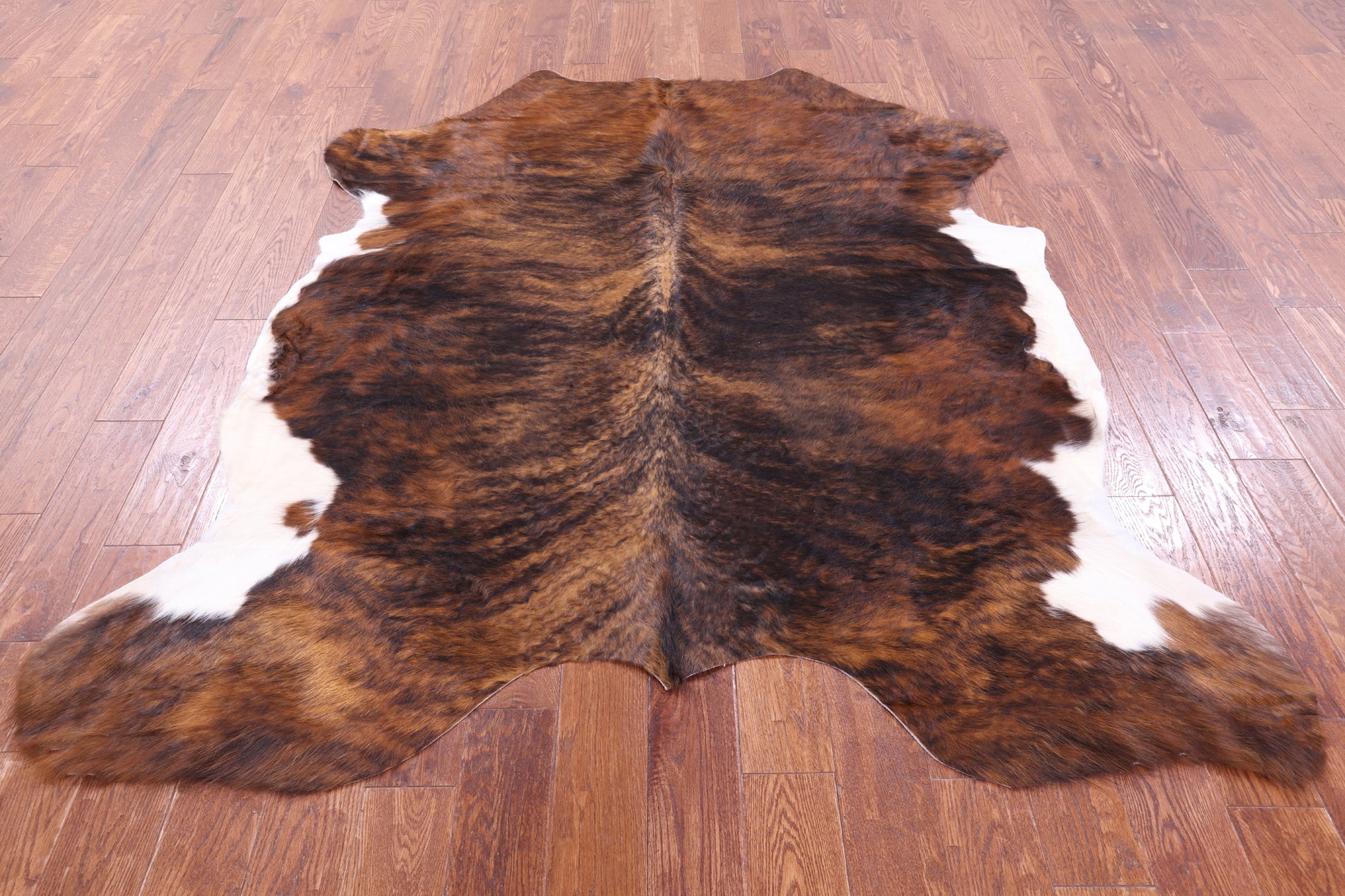 Brindle Natural Hair-On Cowhide Rug - 6' 8" X 6' 0" - Golden Nile