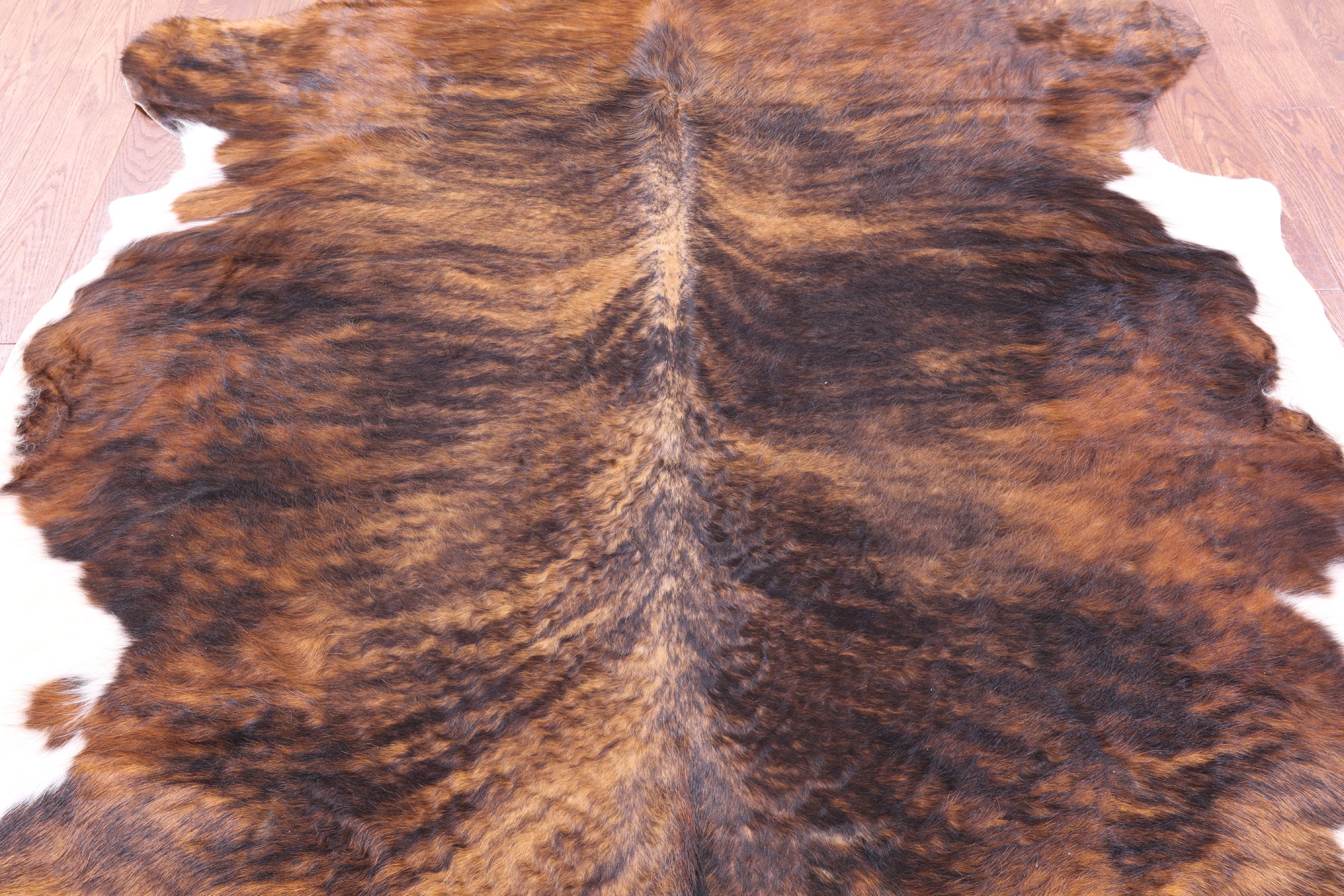 Brindle Natural Hair-On Cowhide Rug - 6' 8" X 6' 0" - Golden Nile