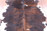 Tricolor Natural Hair-On Cowhide Rug - 6' 8" X 5' 5" - Golden Nile