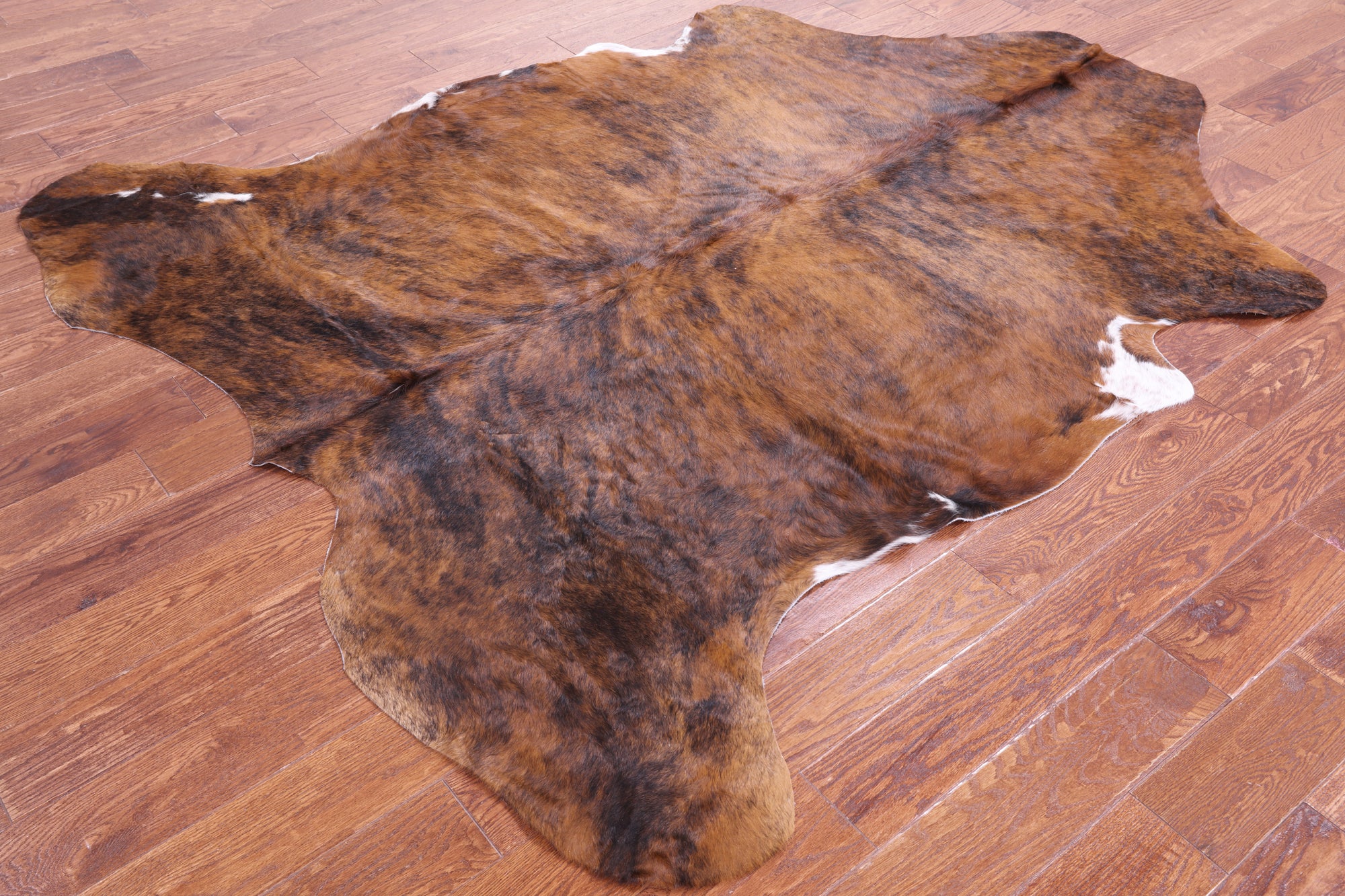 Brindle Natural Hair-On Cowhide Rug - 7' 3" X 6' 3" - Golden Nile