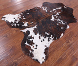Tricolor Natural Hair-On Cowhide Rug - 6' 4" X 5' 5" - Golden Nile