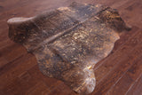 Gold Metallic Natural Hair-On Cowhide Rug - 6' 2" X 5' 10" - Golden Nile