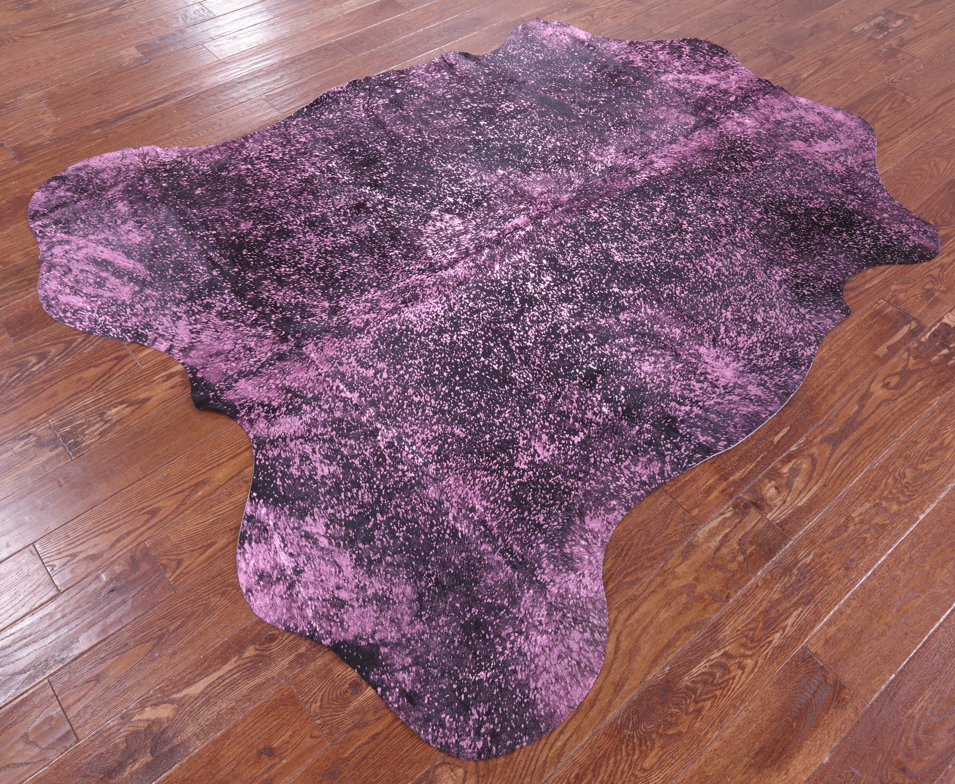 Pink Metallic Natural Hair-On Cowhide Rug - 7' 0" X 6' 3" - Golden Nile