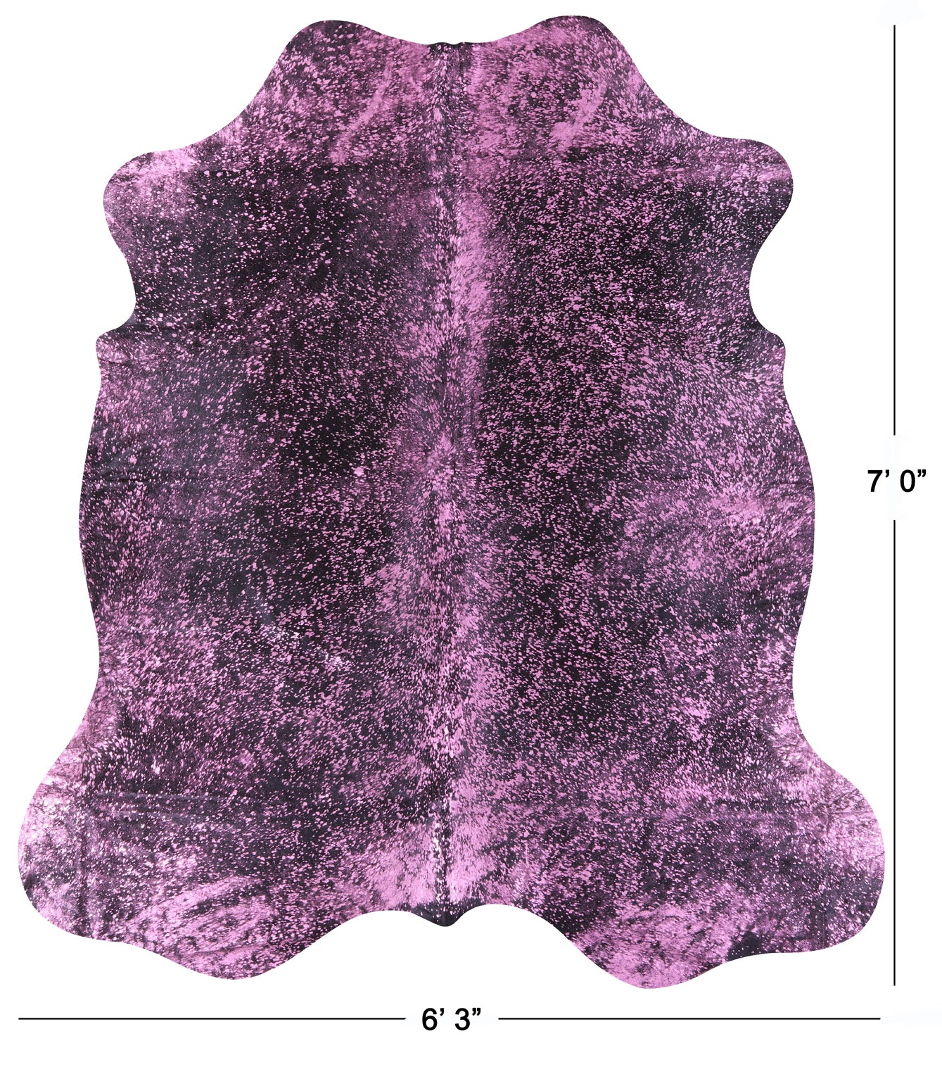 Pink Metallic Natural Hair-On Cowhide Rug - 7' 0" X 6' 3" - Golden Nile