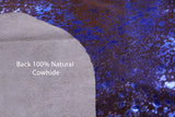 Blue Metallic Natural Hair-On Cowhide Rug - 7' 0" X 6' 0" - Golden Nile