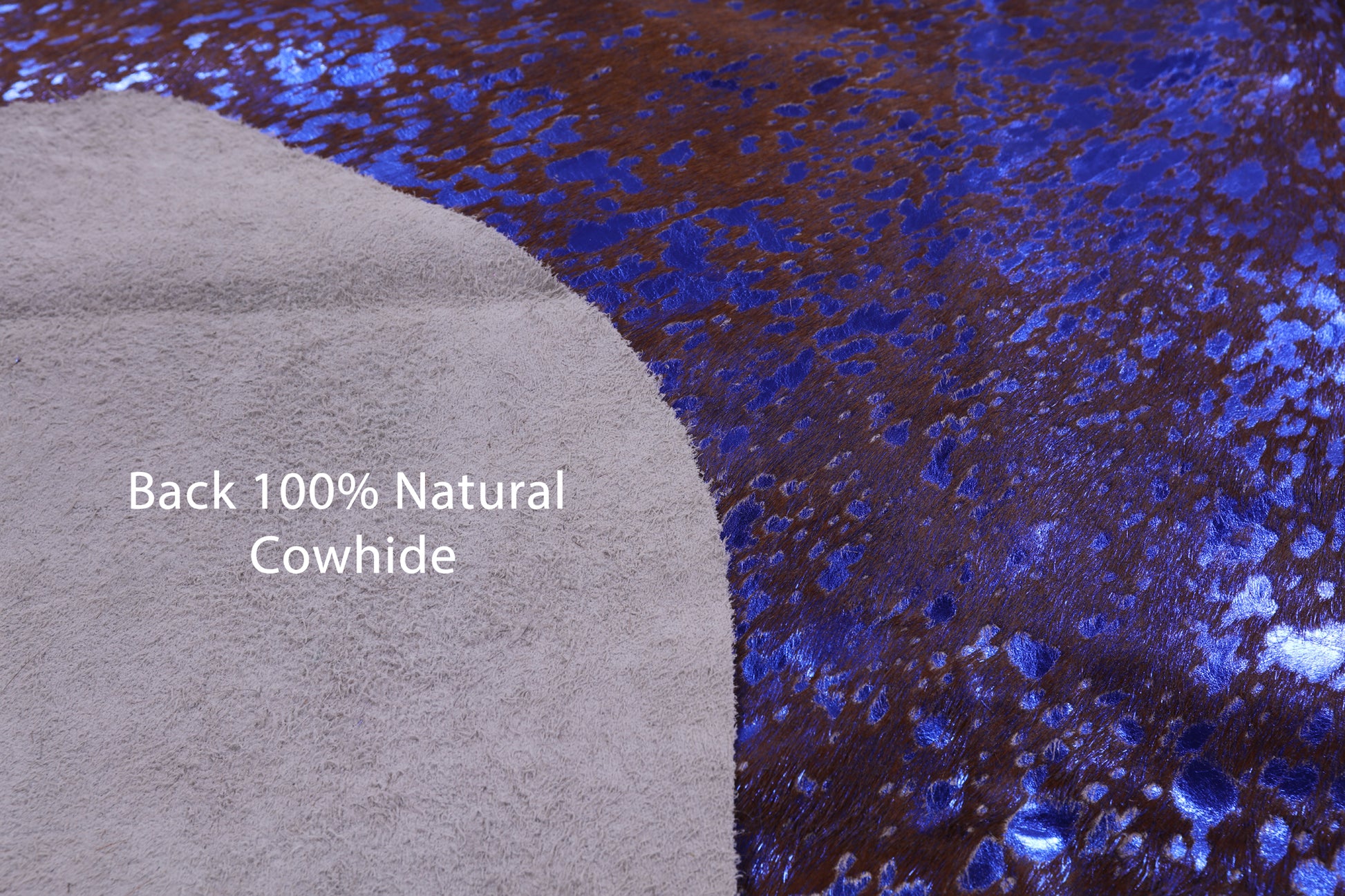 Blue Metallic Natural Hair-On Cowhide Rug - 7' 0" X 6' 0" - Golden Nile